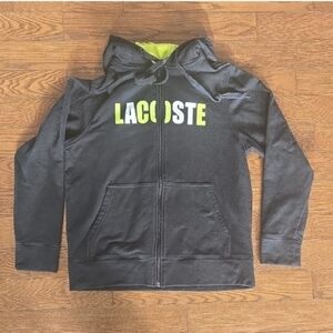 Lacoste Black and Yellow Zip-Up Hoodie Size L